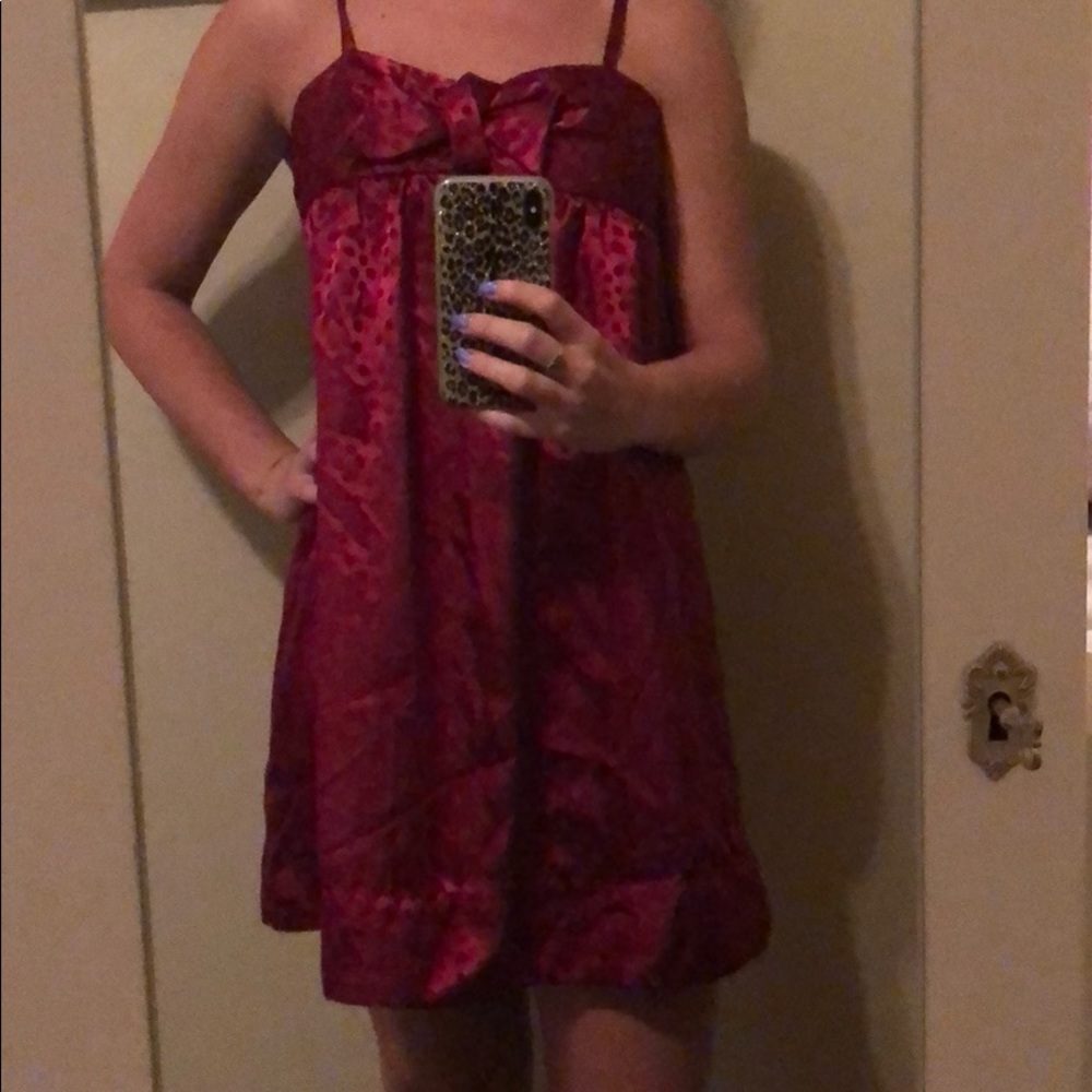 Polka dot red satin dress